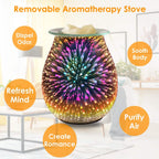 3D Fireworks Glass Wax Warmer Electric Wax Burner Night Lamp