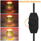 3D Fireworks Glass Wax Warmer Electric Wax Burner Night Lamp