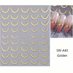 3D Gold-Finished French Kiss Crescent Nail Stickers