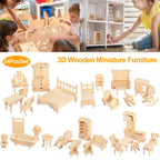 3D Wooden Dollhouse Furniture Puzzles