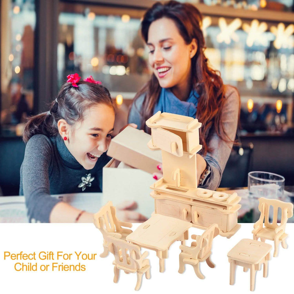 3D Wooden Dollhouse Furniture Puzzles