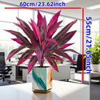 Vibrant Pink Purple Faux Boston Fern & Dragon's Blood Tree, Artificial Decorative Plants