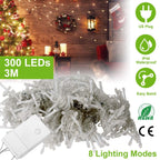 3M 300 LEDs String Curtain Light with Remote