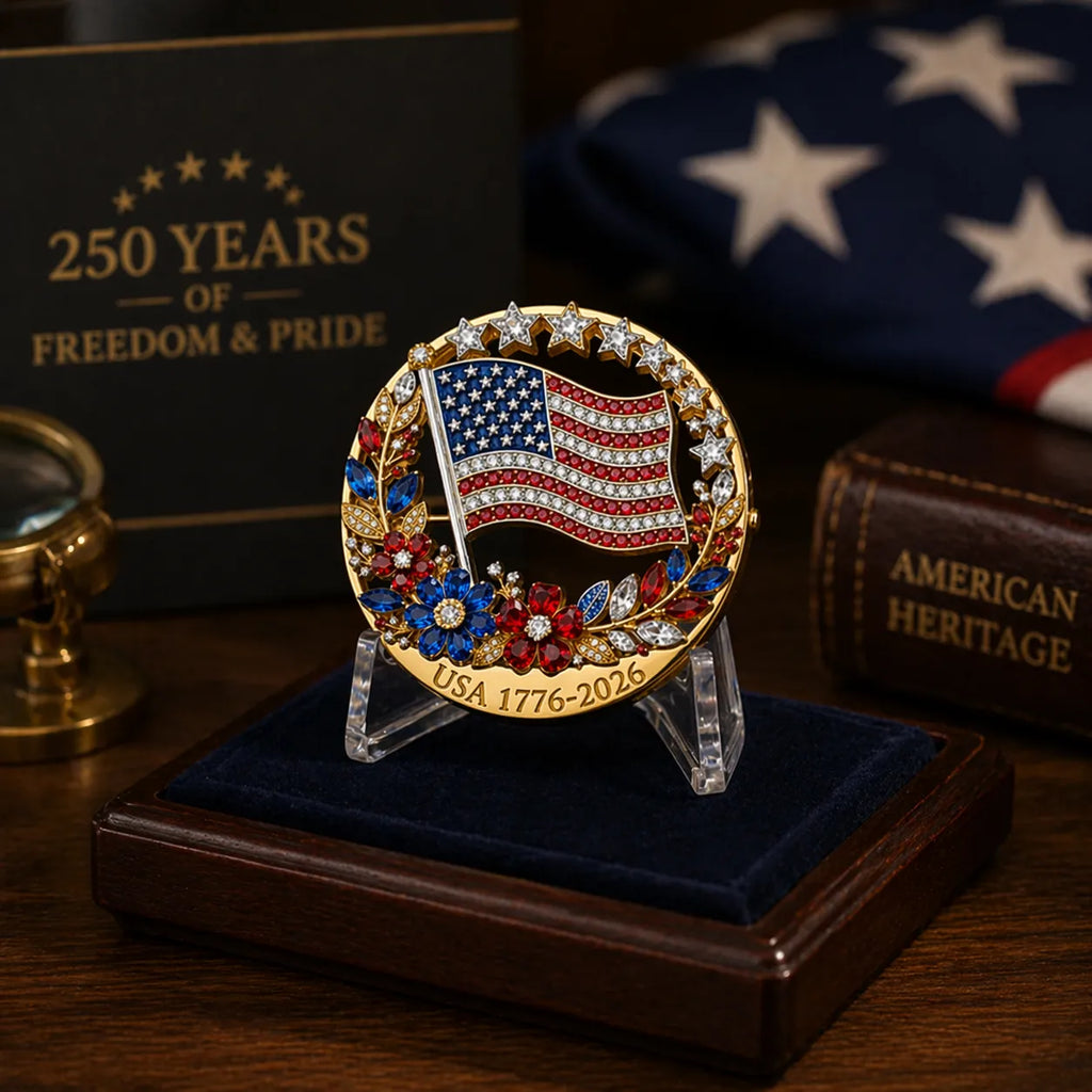 America 250th Anniversary Brooch – Patriotic Commemorative Pin for 2026 Celebration