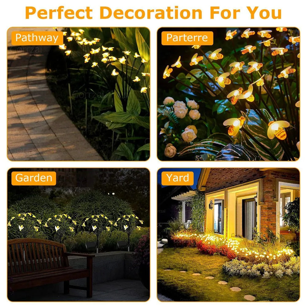 4-Pack Waterproof Solar Bee LED Stake Lights