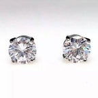 4 Ct Round Cut FL/D Lab Created White Sapphire Stud Earrings 14K White Gold