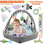 4-in-1 Baby Gym Play Mat Ball Pit with Pillow 18 Balls 9 Toys for 0-3 Years Old