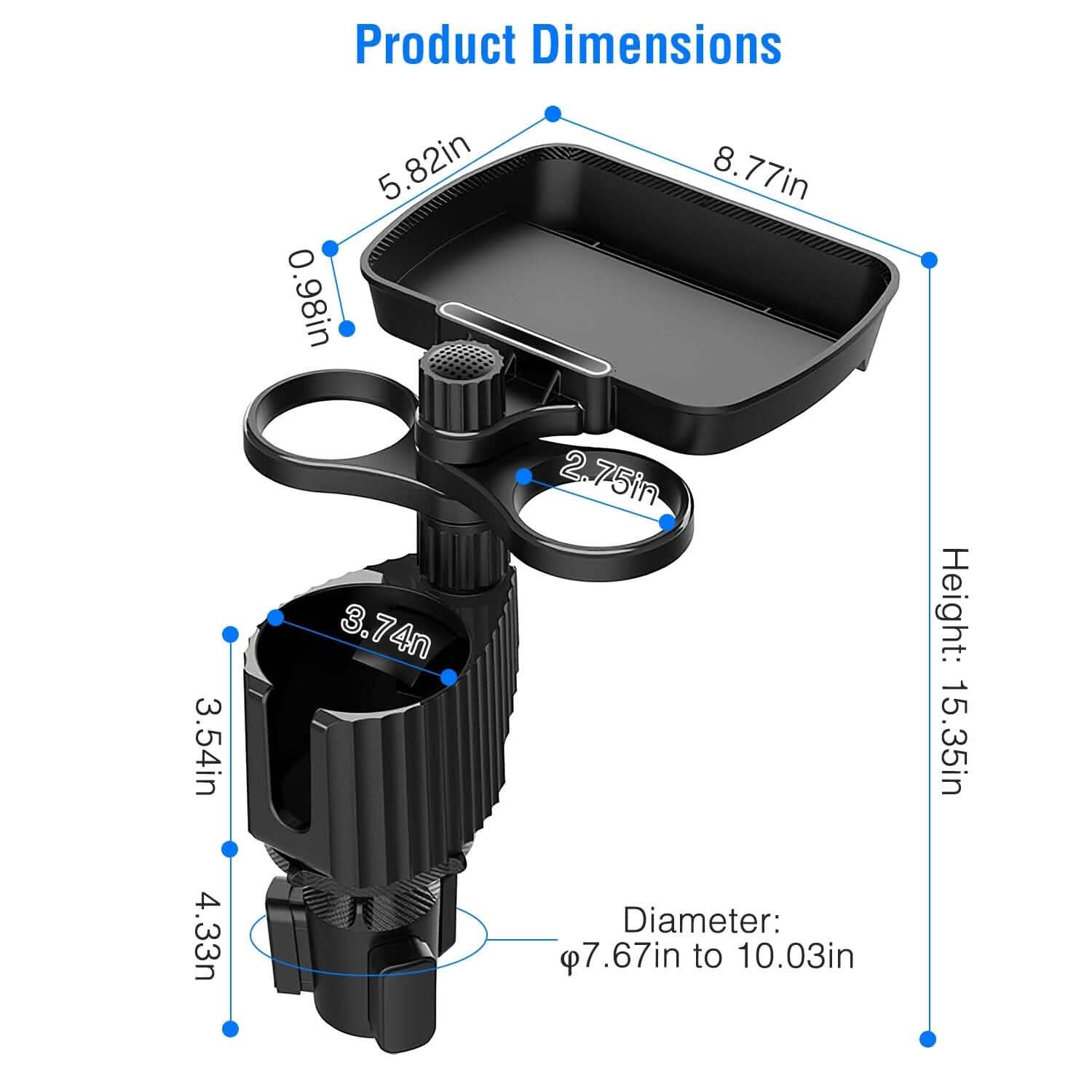 4-in-1 Car Cup Holder Tray Food Table