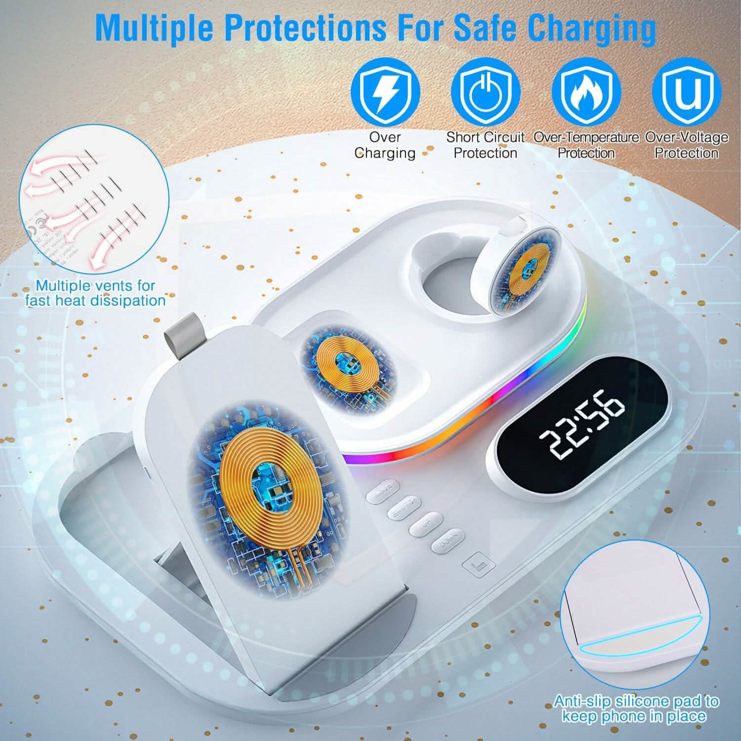 4-in-1 Foldable Wireless Charging Station Stand Dock