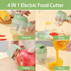 4-in-1 Handheld Electric Vegetable Chopper, Grinder, Slicer and Dicer