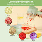 4-in-1 Handheld Electric Vegetable Chopper, Grinder, Slicer and Dicer