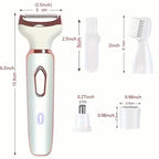 4-in-1 Silky-Smooth Electric Shaver for Women - Wet/Dry, USB Rechargeable & Portable for Full Body Use