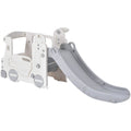 4-in-1 Slide with Bus Climber Slide Set with Basketball Hoop Indoor and Outdoor