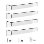 4-Pack: 15 inches Clear Acrylic Floating Shelves with 2 Mounting Ways