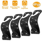 4-Pack: Car Headrest Hooks Bling Rhinestones Back Seat Organizer Hanger Holder