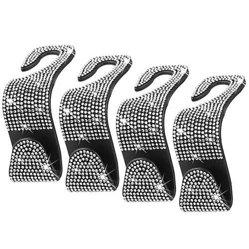 4-Pack: Car Headrest Hooks Bling Rhinestones Back Seat Organizer Hanger Holder