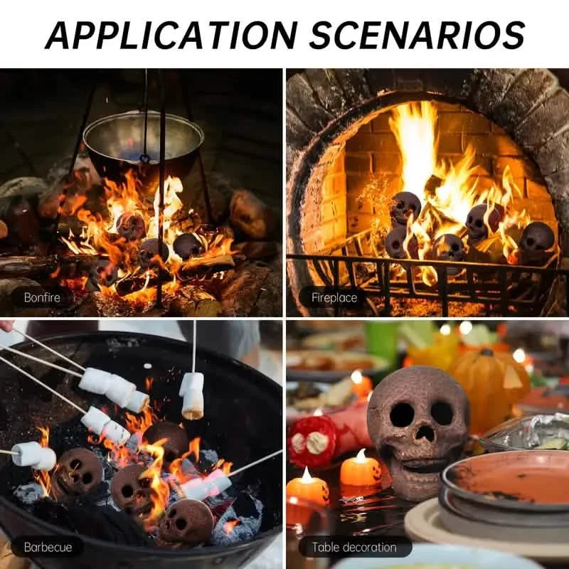 4-Pack: Halloween Fire Pit Skull Ceramic Props