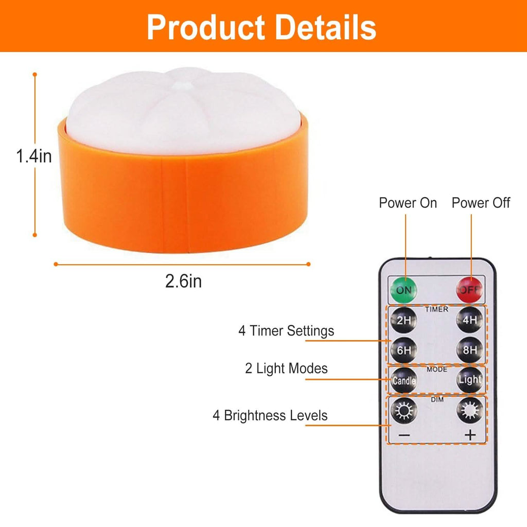 4-Pack: Halloween LED Pumpkin Lights Battery Operated with 2 Light Modes 4 Timer Setting