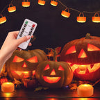 4-Pack: Halloween LED Pumpkin Lights Battery Operated with 2 Light Modes 4 Timer Setting