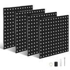 4-Pack: Metal Black Pegboard Wall Organizer with 1" Spacing 1/4" Hole