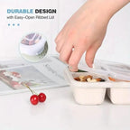 4-Pack: Snack Container With 4 Compartments, Divided Bento Lunch Box With Transparent Lids