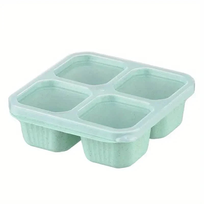4-Pack: Snack Container With 4 Compartments, Divided Bento Lunch Box With Transparent Lids