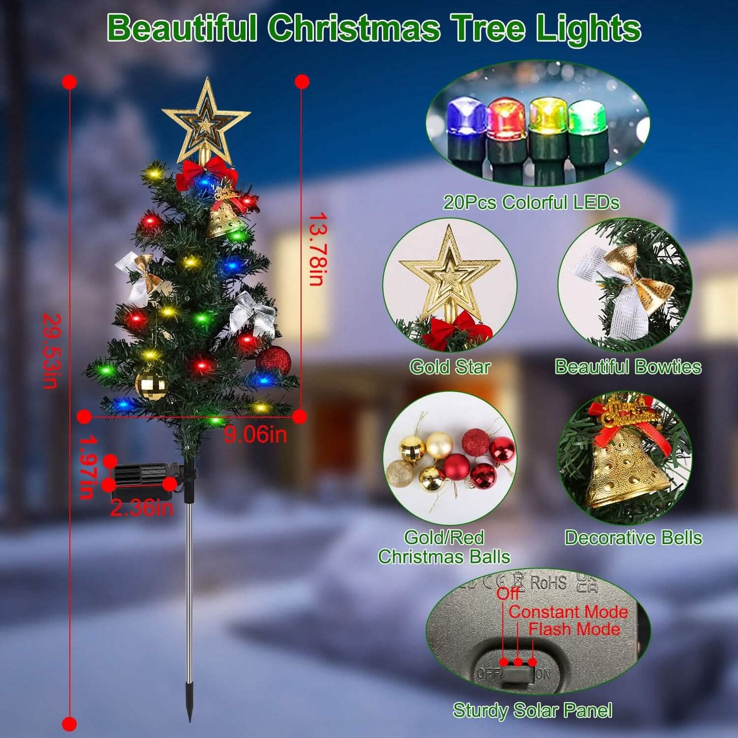 4-Pack: Solar Christmas Tree Lights Garden Decorations