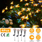 4-Pack: Solar Powered Stake Bee Light 2 Lighting Mode Lifelike Firefly