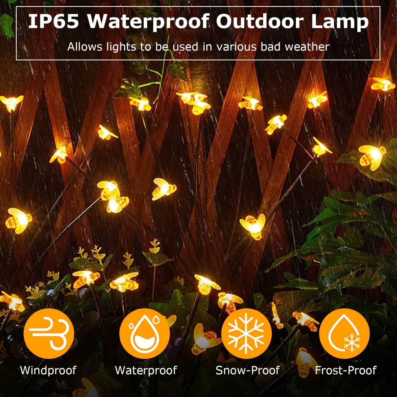 4-Pack: Solar Powered Stake Bee Light 2 Lighting Mode Lifelike Firefly