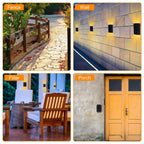 4-Pack: Solar Powered Wall Sconce Light IP55 Rechargeable Optical Sensor Lamp