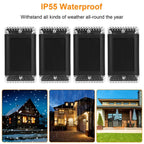 4-Pack: Solar Powered Wall Sconce Light IP55 Rechargeable Optical Sensor Lamp