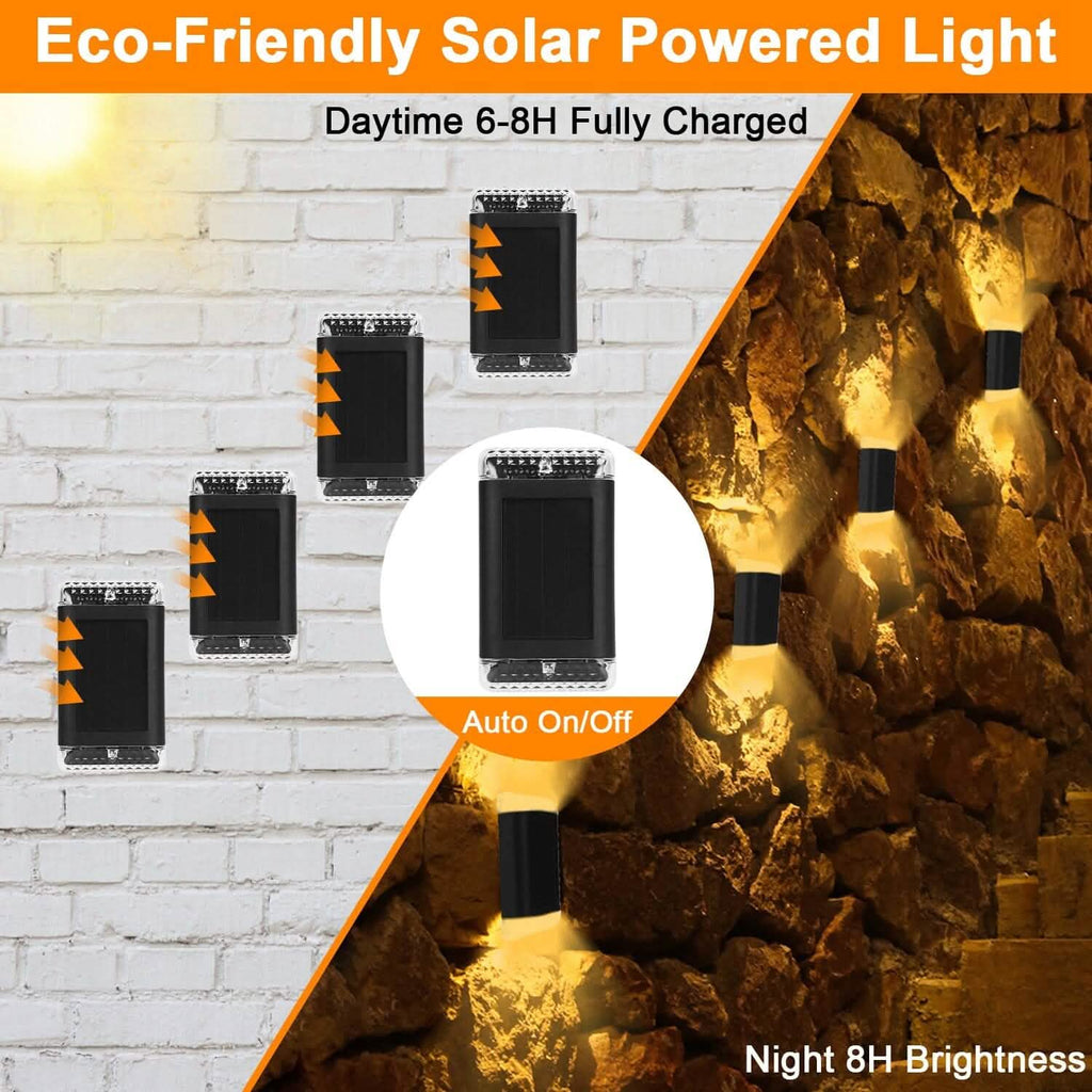4-Pack: Solar Powered Wall Sconce Light IP55 Rechargeable Optical Sensor Lamp