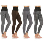 4-Pack: Women's Printed High-Waist Fleece Leggings