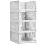 4-Packs: Plastic Storage Box Closet Organizer Foldable Storage with Slide Rail Push-Pull