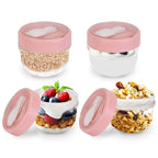 4-Piece: 20 Oz Oat Containers with Lids and Folding Spoons