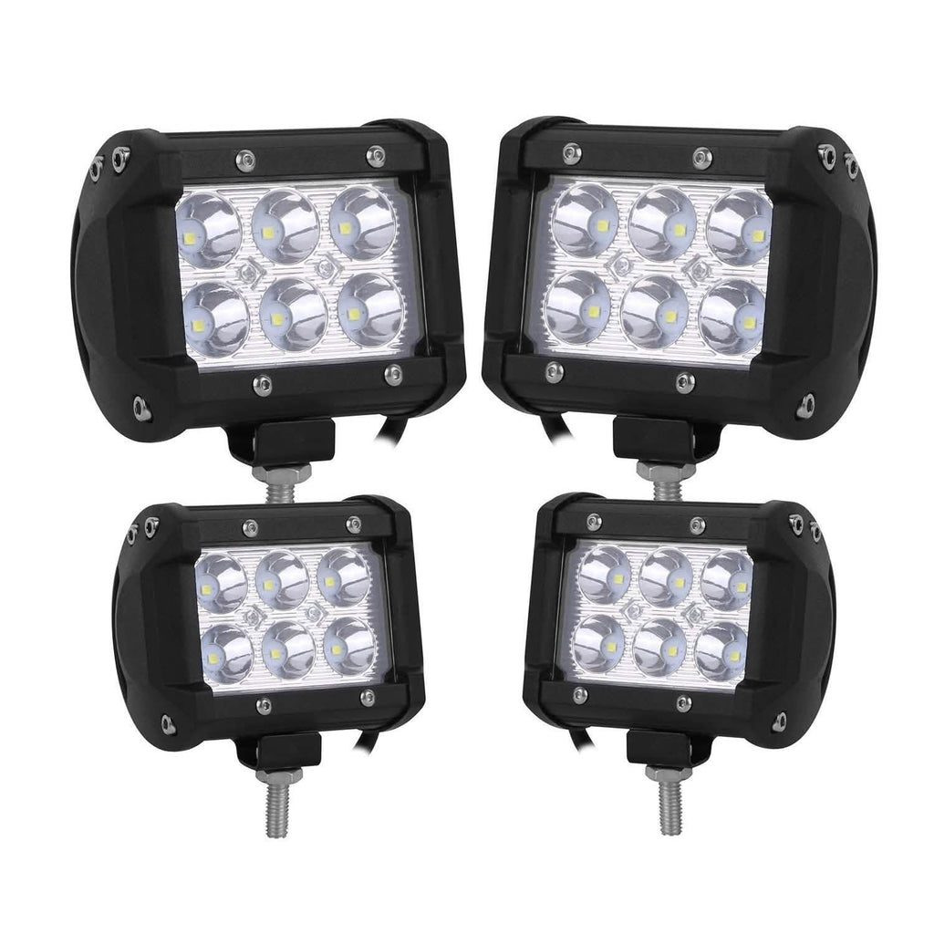 4-Piece: 4” 18W Dual Row LED Spot Light Pod