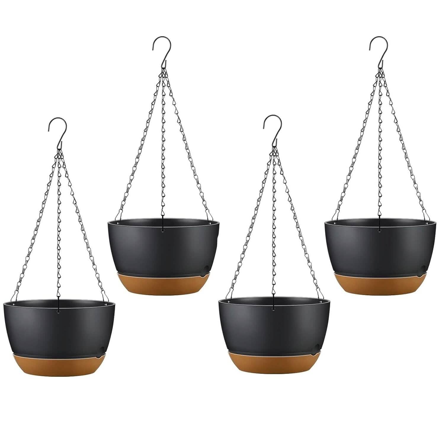 4-Piece: 9.64" Diameter Hanging Planter with Drainage Holes