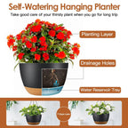 4-Piece: 9.64" Diameter Hanging Planter with Drainage Holes