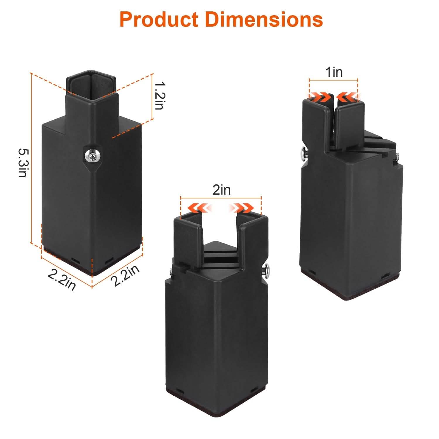 4-Piece: Adjustable Bed Riser with Screw Clamp