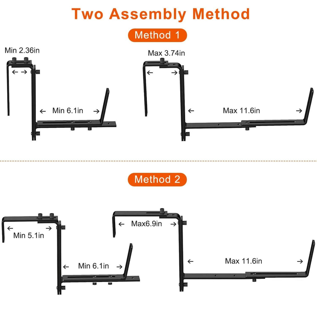 4-Piece: Adjustable Planter Box Brackets