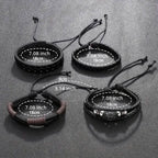4-Piece Set: Exquisite Vintage-Style PU Leather Woven Handmade Charm Bracelets for Men