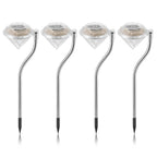 4-Piece: Solar Diamond LED Light Pathway Stake Decorative Lamp