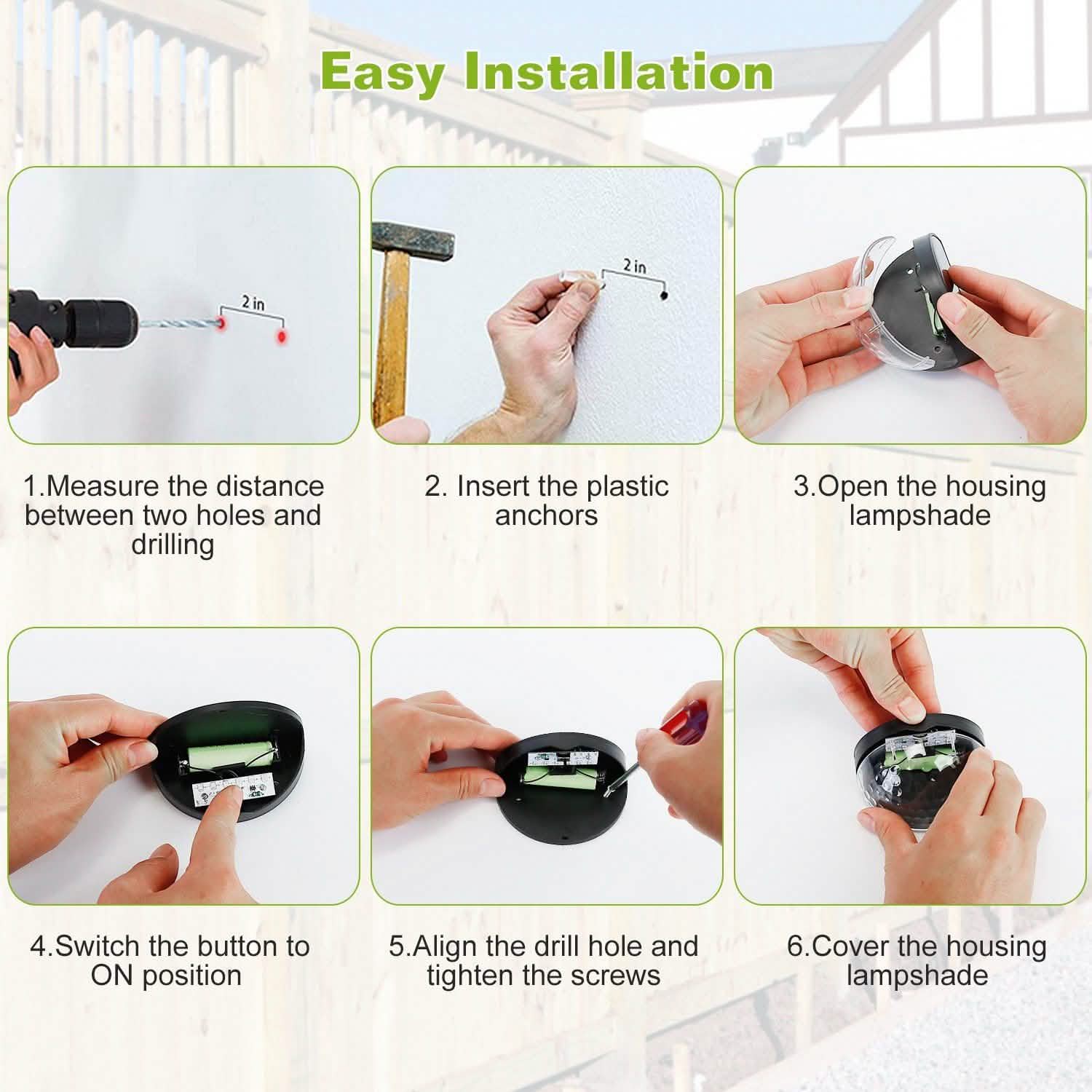 4-Piece: Solar Fence Outdoor Lights