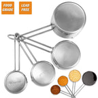 4-Piece: Stainless Steel Measuring Cups Stackable Kitchen Spoons Set