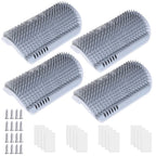 4-Pieces: Cat Self Groomer Soft Silicone Wall Corner Scratcher