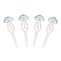 4-Pieces: Clear Glass Plant Watering Globes Iridescent Rainbow Gradient Mushroom
