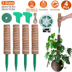 4-Pieces: Coco Coir Extendable Moss Pole for Climbing Plants