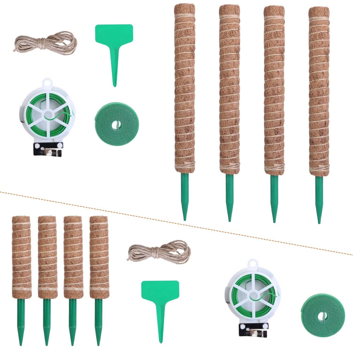 4-Pieces: Coco Coir Extendable Moss Pole for Climbing Plants