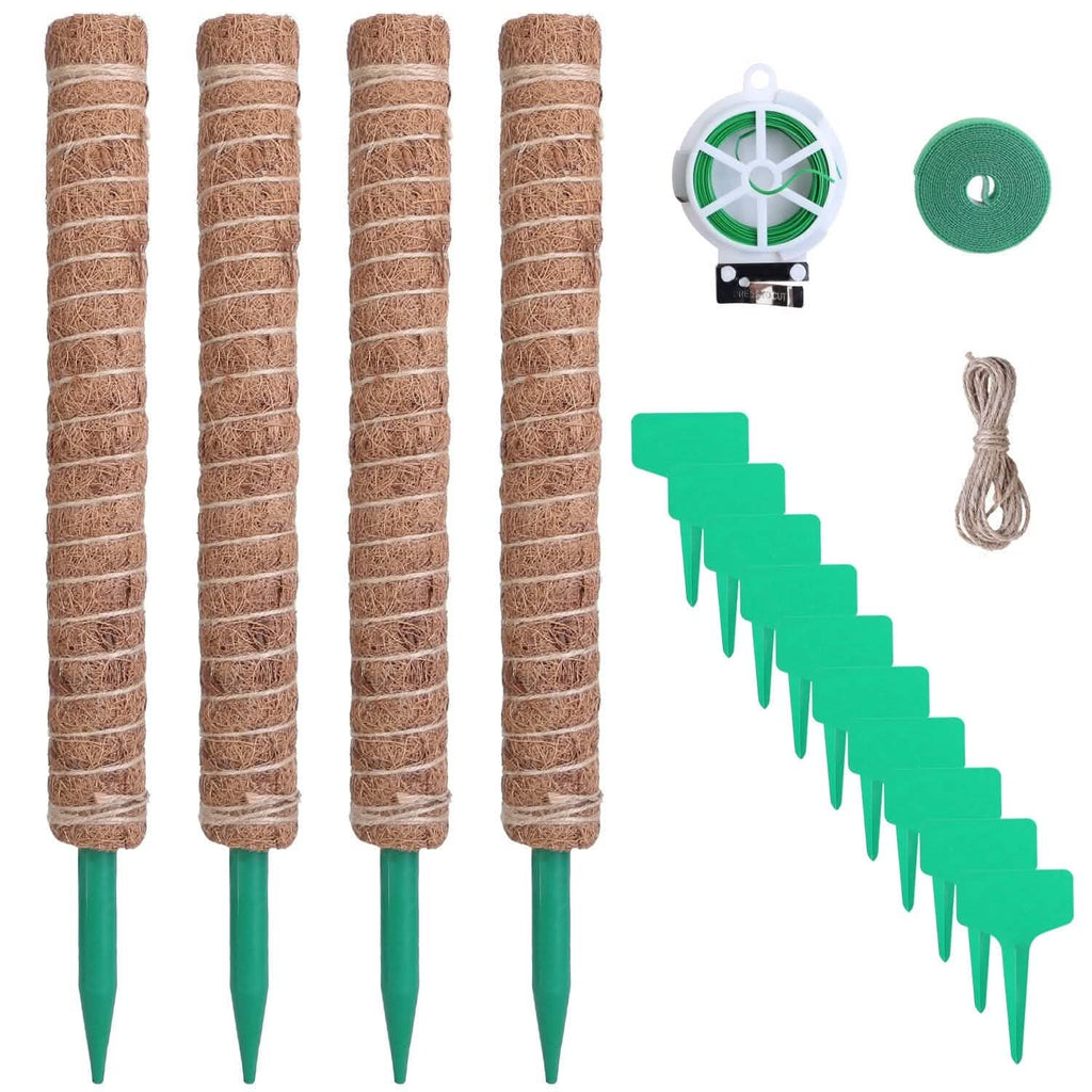 4-Pieces: Coco Coir Extendable Moss Pole for Climbing Plants
