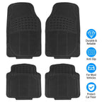 4-Pieces: Heavy Duty PVC Rubber Automotive Floor Mats with Trimmable Design